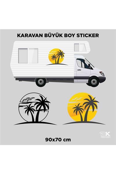 CARAVAN PALM TREE SUN STICKER