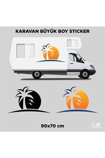 CARAVAN PALM TREE SUN STICKER