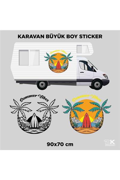 CARAVAN PALM TREE SUN STICKER