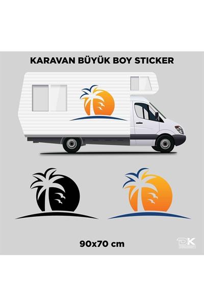 CARAVAN PALM TREE SUN STICKER