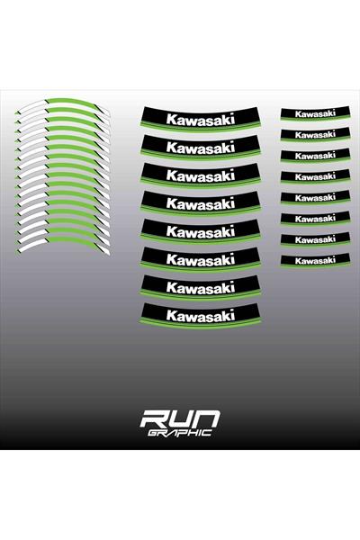 Kawasaki Motorcycle Green Rim Stripe Inner Rim Lettering 17 Inch