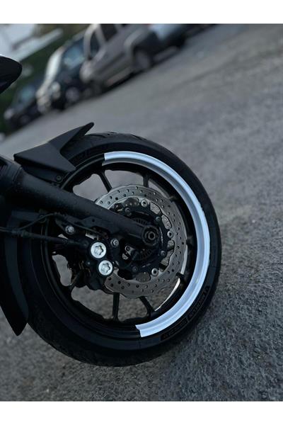 Mt07-600rr-r1 Ön 120 Arka 180 Ebat Uyumlu Beyaz Yarım Jant Şeridi Sticker