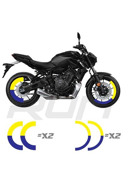 Mt07-600rr-r1 Ön 120 Arka 180 Ebat Uyumluyarım Jant Şeridi Çift Renk Mavi Sarı Toplam 4 Adet
