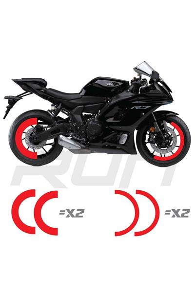 MT-07 600RR R1 Front 120 Rear 180mm Compatible Rim Stripe Red Total 4 Pieces Set