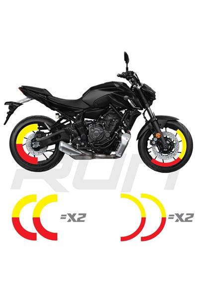 MT-07 600RR R1 Front 120 Rear 180mm Compatible Half Rim Stripe Two Colors Red Yellow Total 4 Pieces
