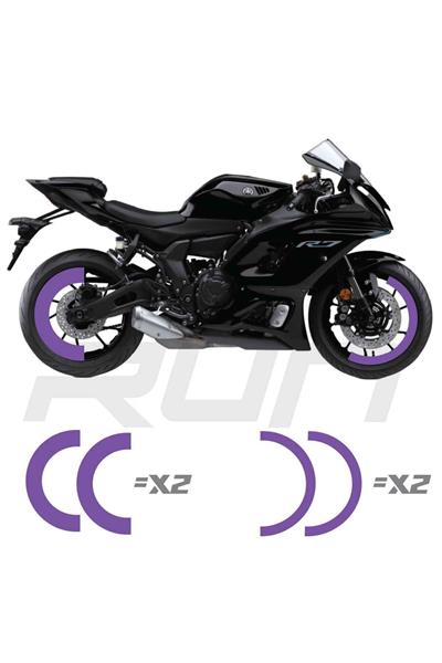 MT-07 600RR R1 Front 120 Rear 180mm Compatible Half Rim Stripe Purple Total 4 Pieces Set