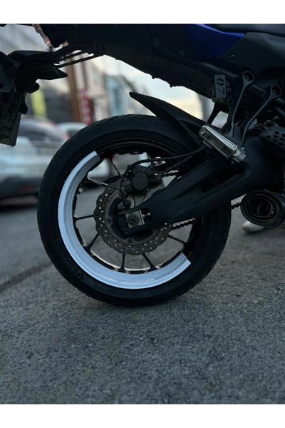 Mt07-600rr-r1 Ön 120 Arka 180 Ebat Uyumlu Beyaz Yarım Jant Şeridi Sticker