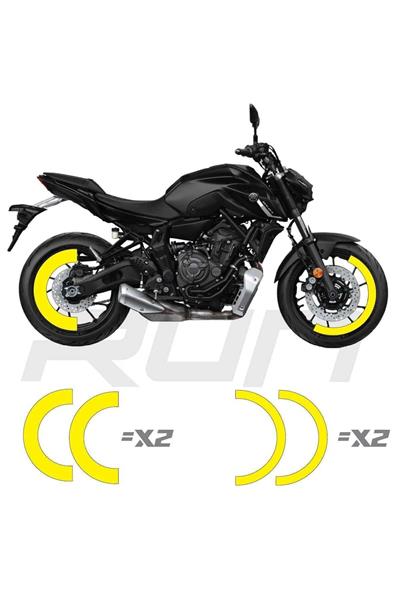 MT-07 / 600RR / R1 Compatible Half Rim Stripe Set – Front 120mm, Rear 180mm, Yellow, 4 Pieces Set