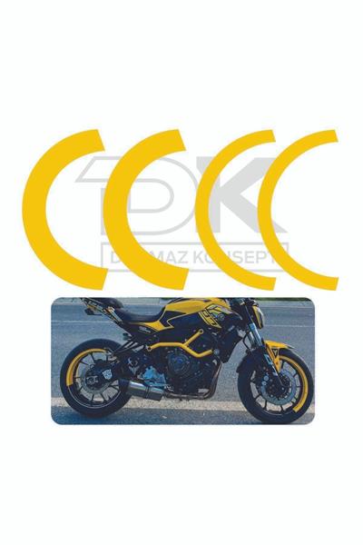 Mt07-600rr-r1 Ön 120 Arka 180 Ebat Uyumlu Sarı Yarım Jant Şeridi Sticker