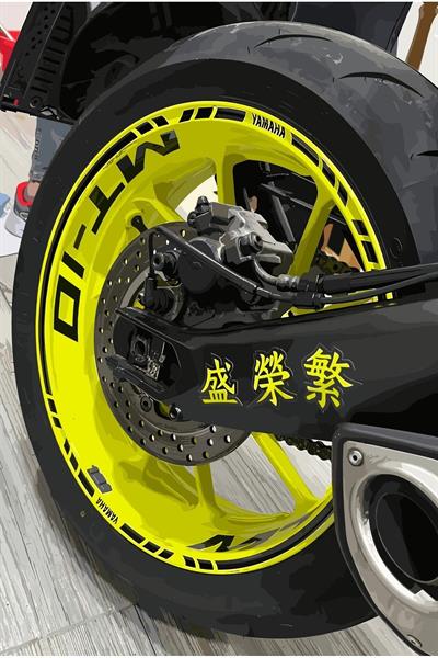 YAMAHA MT-10 BLACK WHEEL RIM STRIP STICKER WITH LETTERING