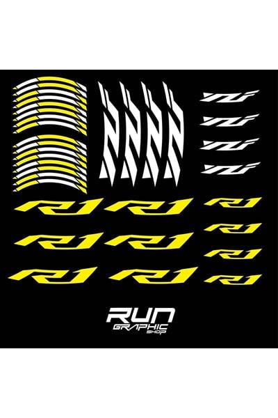Yamaha YZF R1 Yellow Rim Stripe Sticker Compatible
