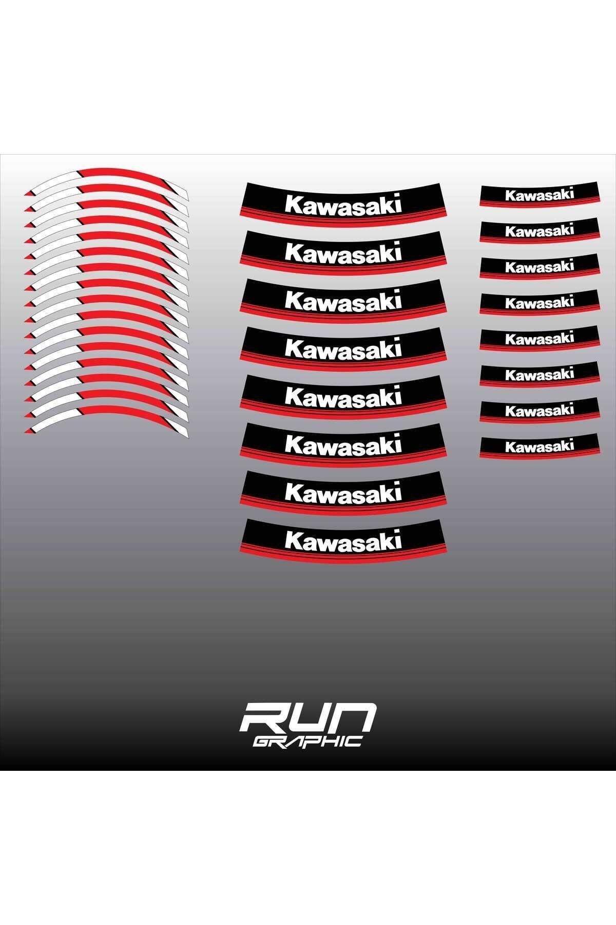 KAWASAKİ MOTORSİKLET KIRMIZI JANT ŞERİDİ JANT İÇİ YAZILI 17 INC uyumlu
