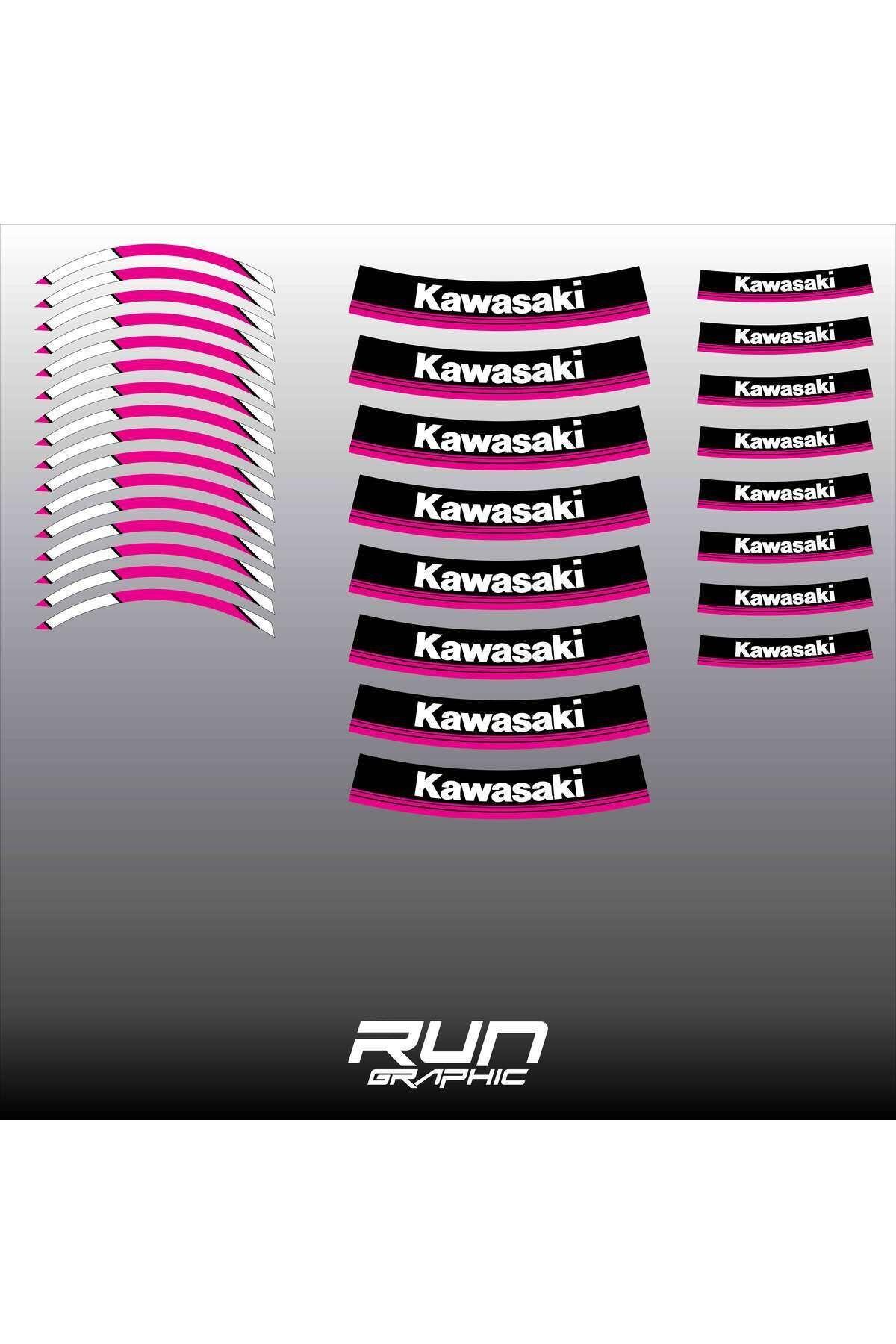 KAWASAKİ MOTORSİKLET PEMBE JANT ŞERİDİ JANT İÇİ YAZILI 17 INC