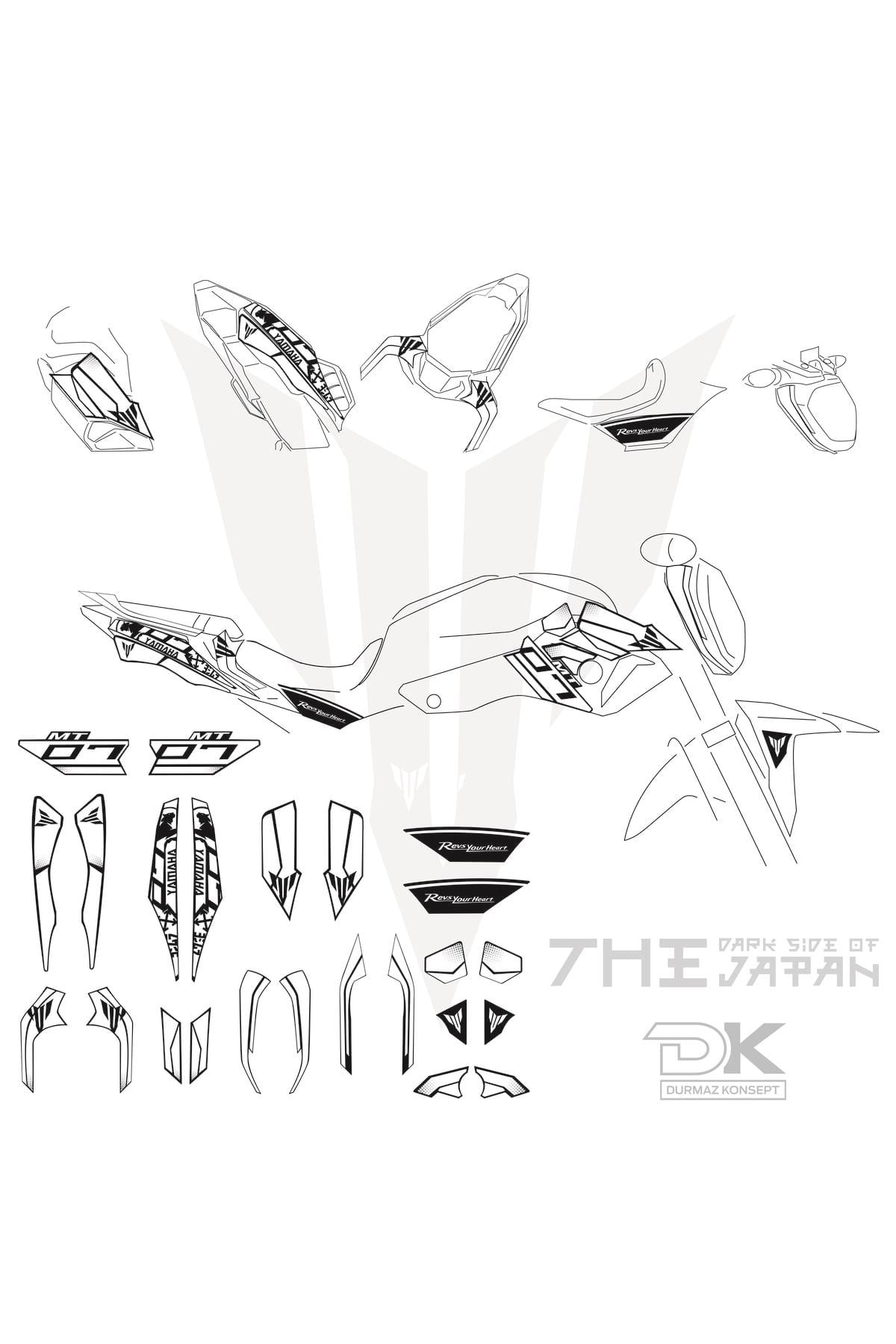 MT 07 BEYAZ STİCKER SET