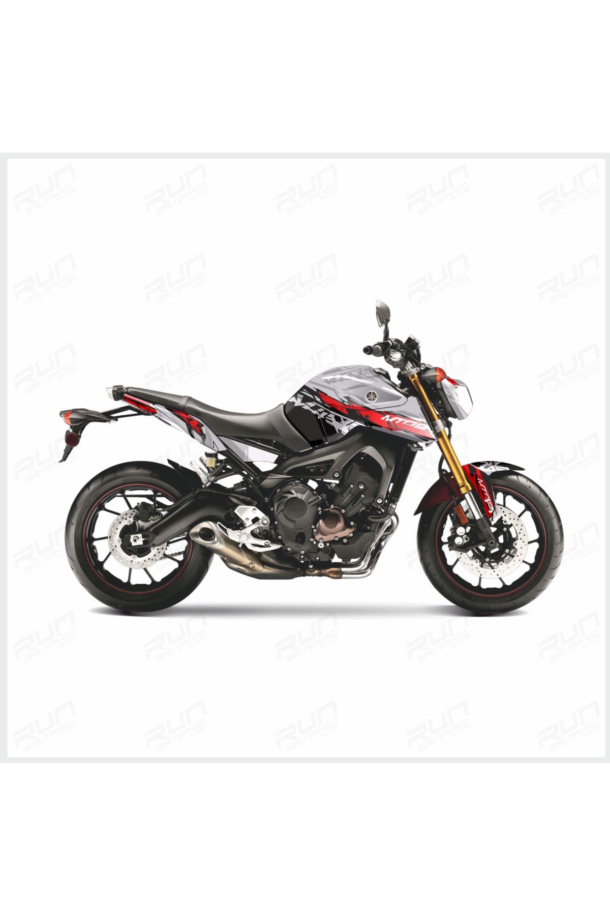 MT 09 GRİ-KIRMIZI KANAL 2014- 2016 FULL STİCKER KİT SET