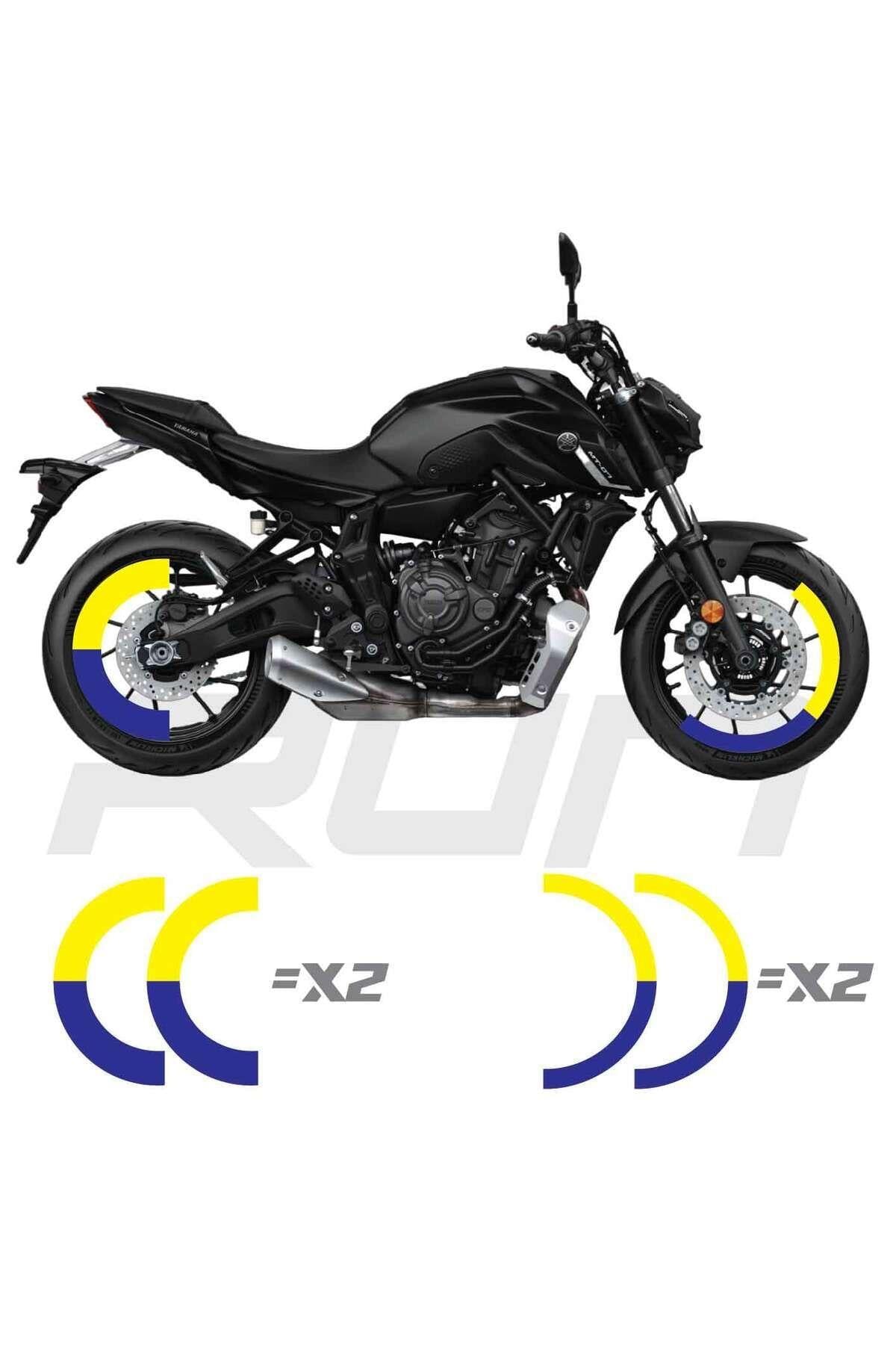 Mt07-600rr-r1 Ön 120 Arka 180 Ebat Uyumluyarım Jant Şeridi Çift Renk Mavi Sarı Toplam 4 Adet
