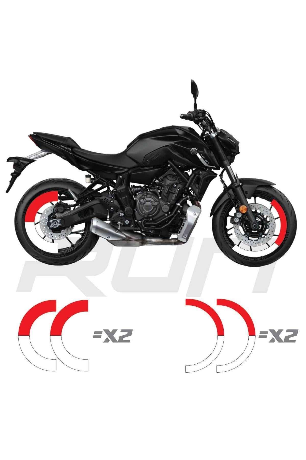 Mt07-600rr-r1 Ön 120 Arka 180 Ebat Uyumlu Yarım Jant Şeridi Çift Renk Kırmızı Beyaz Toplam 4 Adet