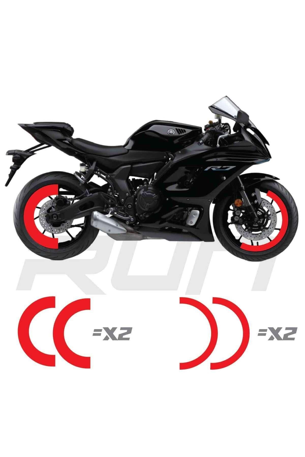 Mt07-600rr-r1 Ön 120 Arka 180 Ebat Uyumluyarım Jant Şeridi Kırmızı Toplam 4 Adet Takım Halinde