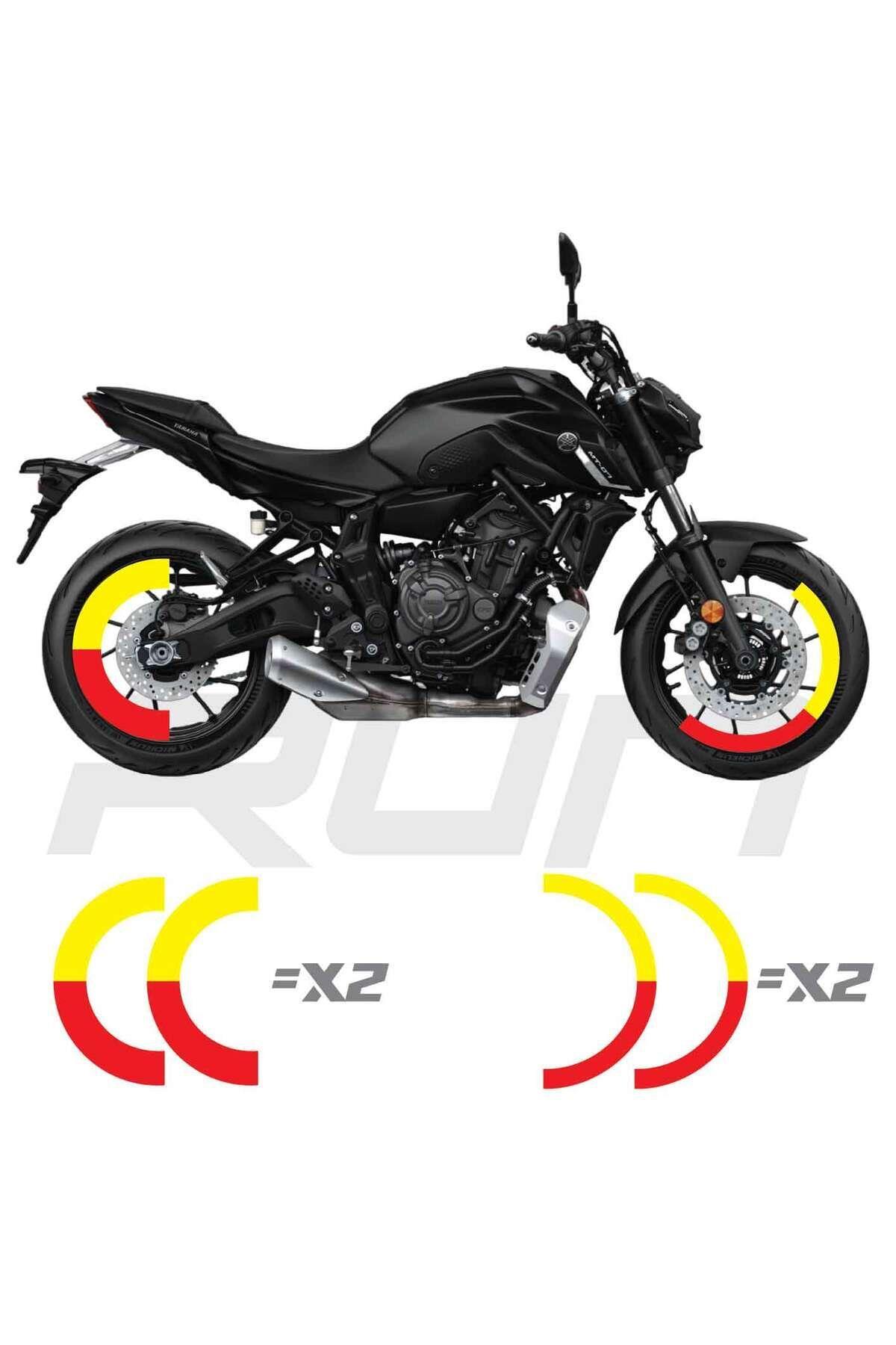 Mt07-600rr-r1 Ön 120 Arka 180 Ebat Uyumlu Yarım Jant Şeridi Çift Renk Kırmızı Sarı Toplam 4 Adet