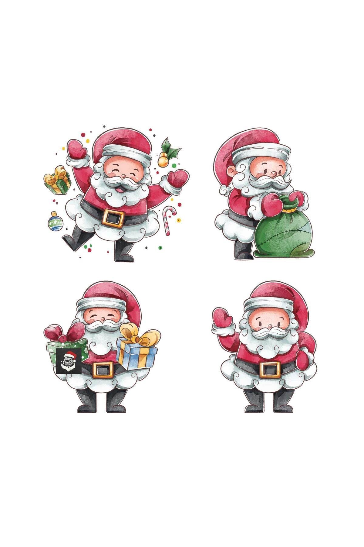 YILBAŞI TEMALI STİCKER , HEDİYE PAKET STİCKER YILBAŞI STİCKER ETİKET 4 ADET 8 CM