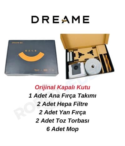 Dreame X50 Ultra (RLX85CE) Orijinal Set- Ana Fırça Hepa Filtre Yan Fırça Mop Toz Torbası-13 Parça