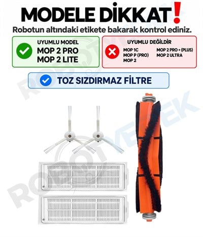 Xiaomi Mop 2 Pro (Beyaz) MJST1SHW Uyumlu Yedek Fırça Filtre Seti-5 Parça