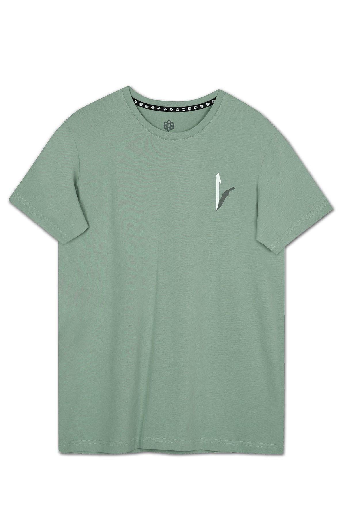 Elif Tasarım Pamuk Bisiklet Yaka Mint T-shirt 22’