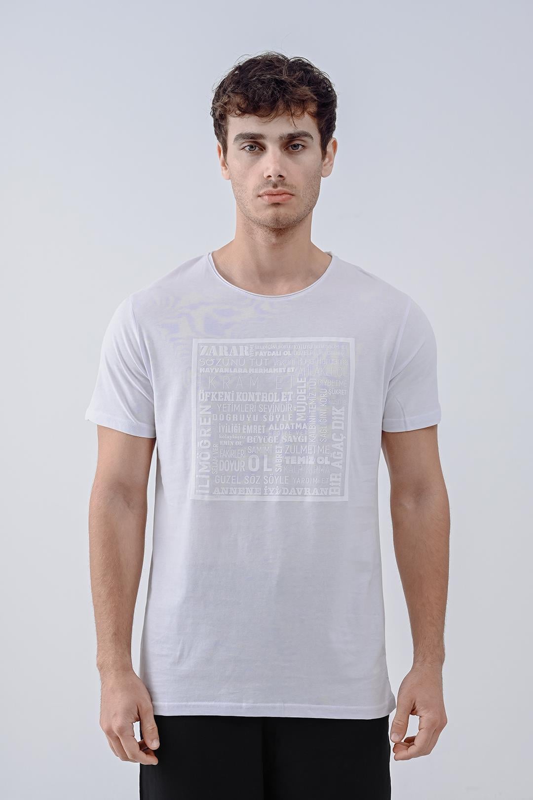 Hadis Tasarım Pamuk Beyaz T-shirt