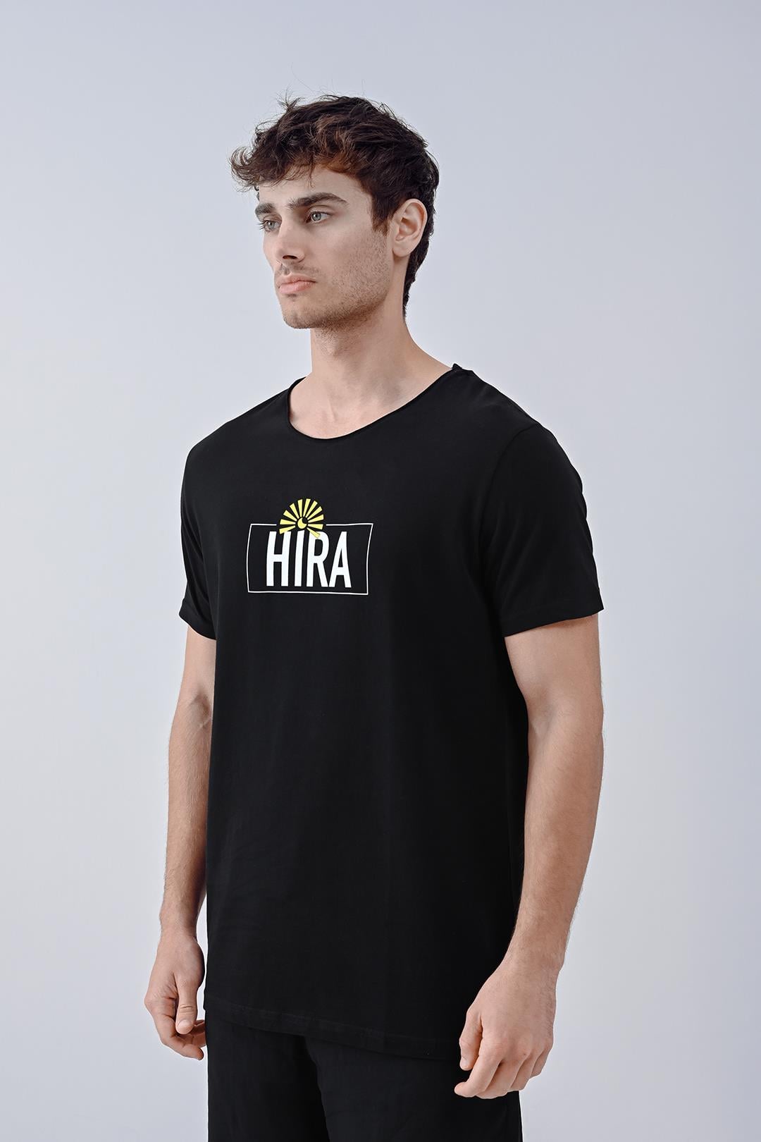 Hira Tasarım Pamuk Siyah T-shirt