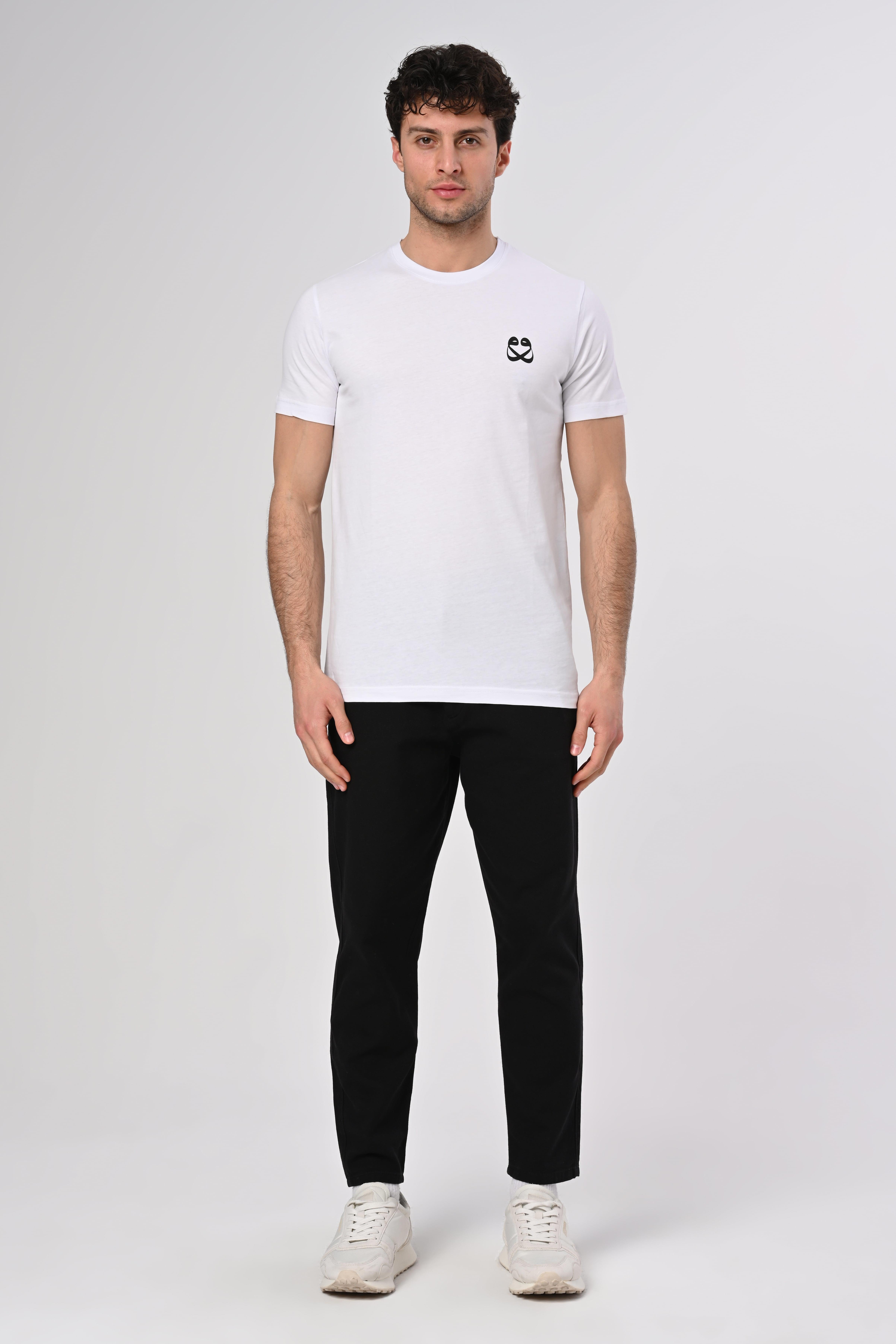 Vav Tasarım Bisiklet Yaka Beyaz Pamuk T-shirt 22'