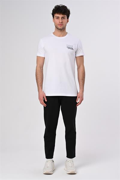 Sabır Zafer Tasarım Bisiklet Yaka Beyaz Pamuk T-shirt 22'