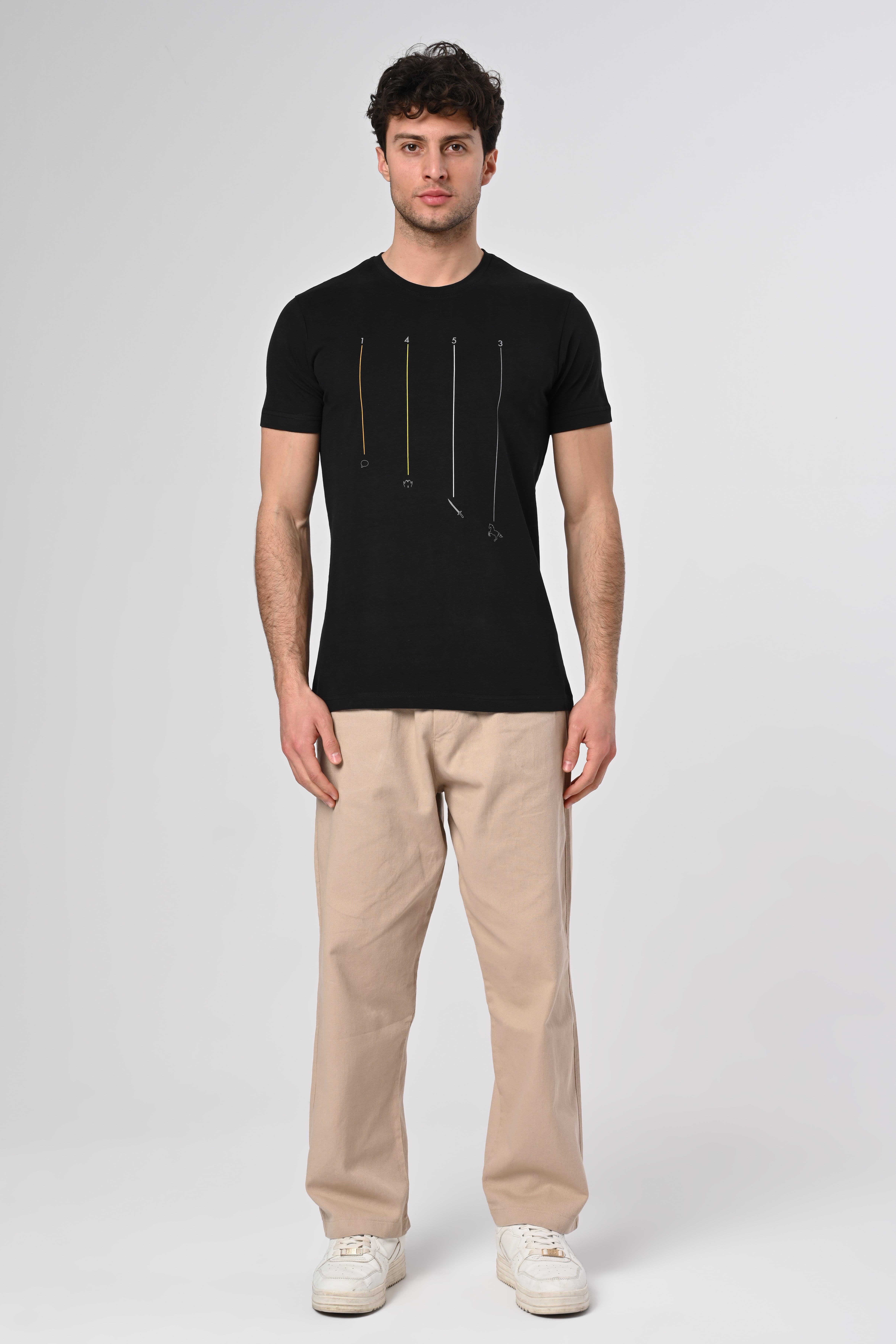 1453 Tasarım Pamuk Siyah T-shirt