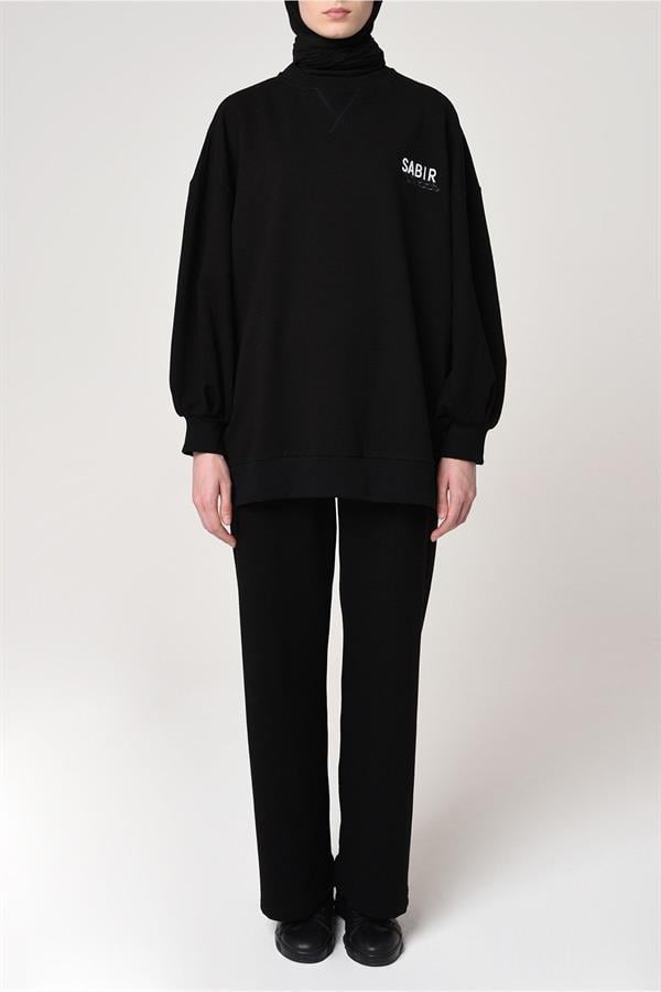 Koordinat Tasarım Bisiklet Yaka 2 Iplik Diagonal Likrali Siyah Takım