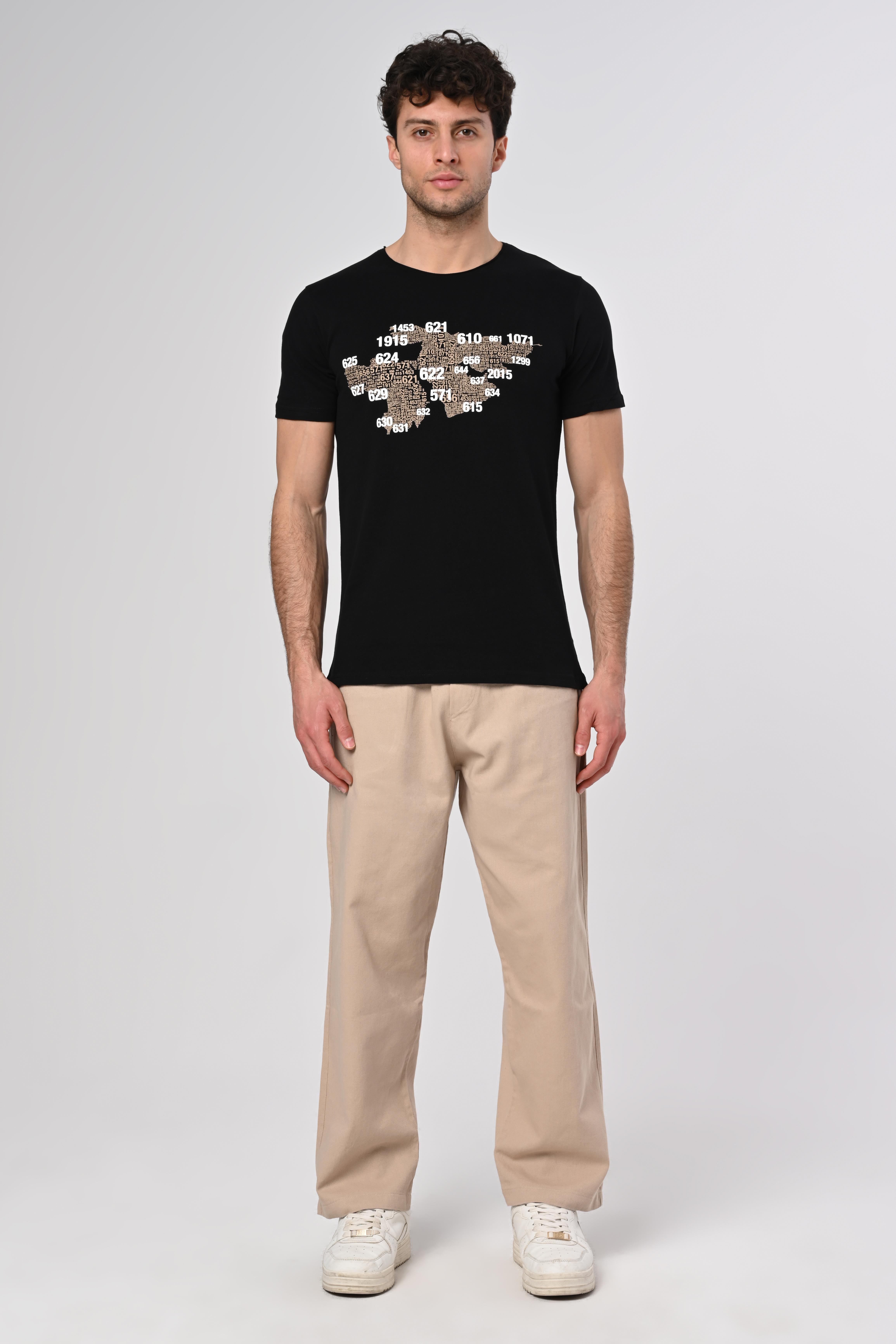 Ortadoğu Tasarım Siyah Pamuk T-shirt