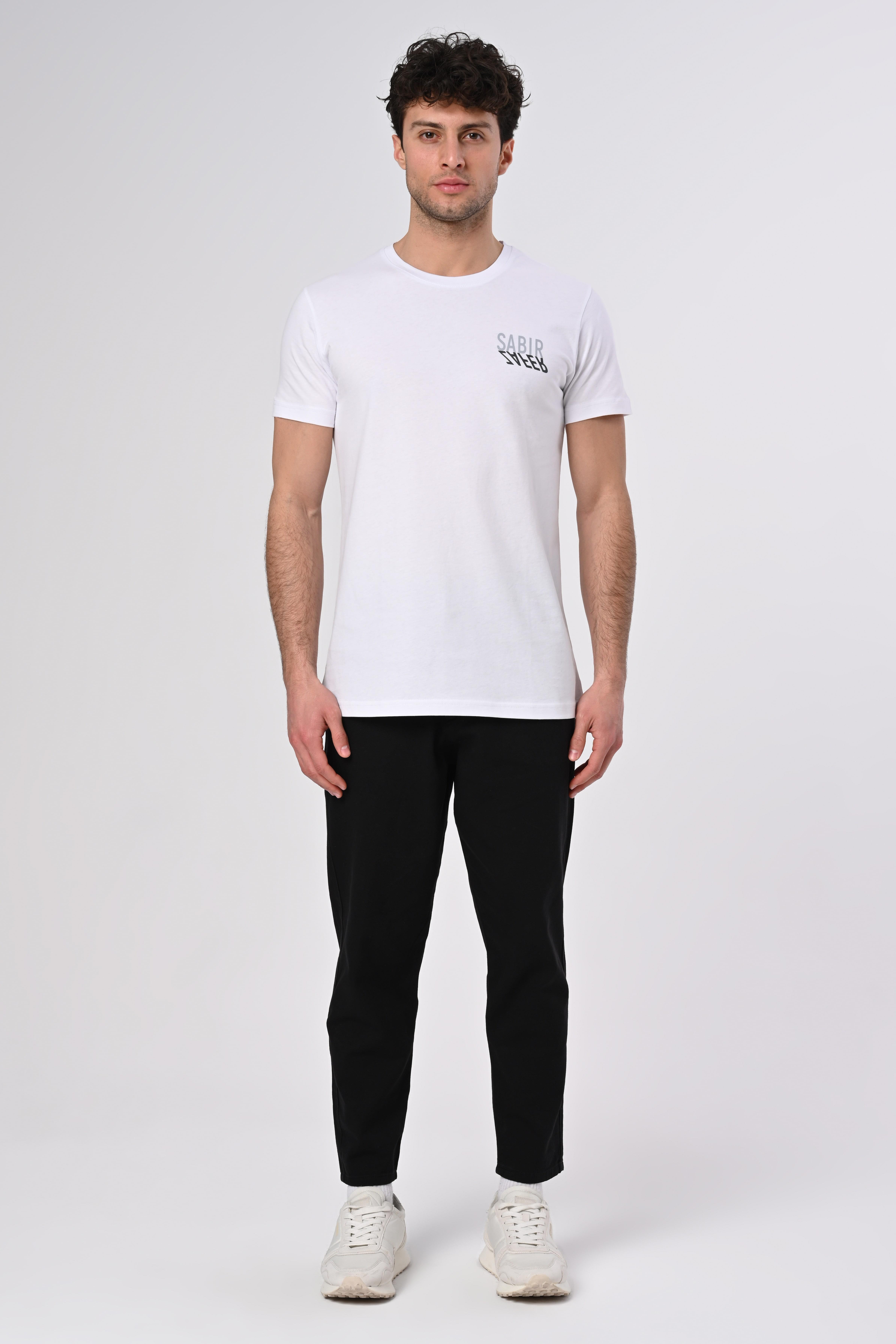 Sabır Zafer Tasarım Bisiklet Yaka Beyaz Pamuk T-shirt 22'