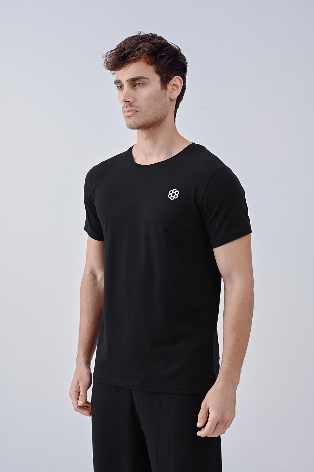 Tasarım Pamuk Baskılı Siyah T-shirt