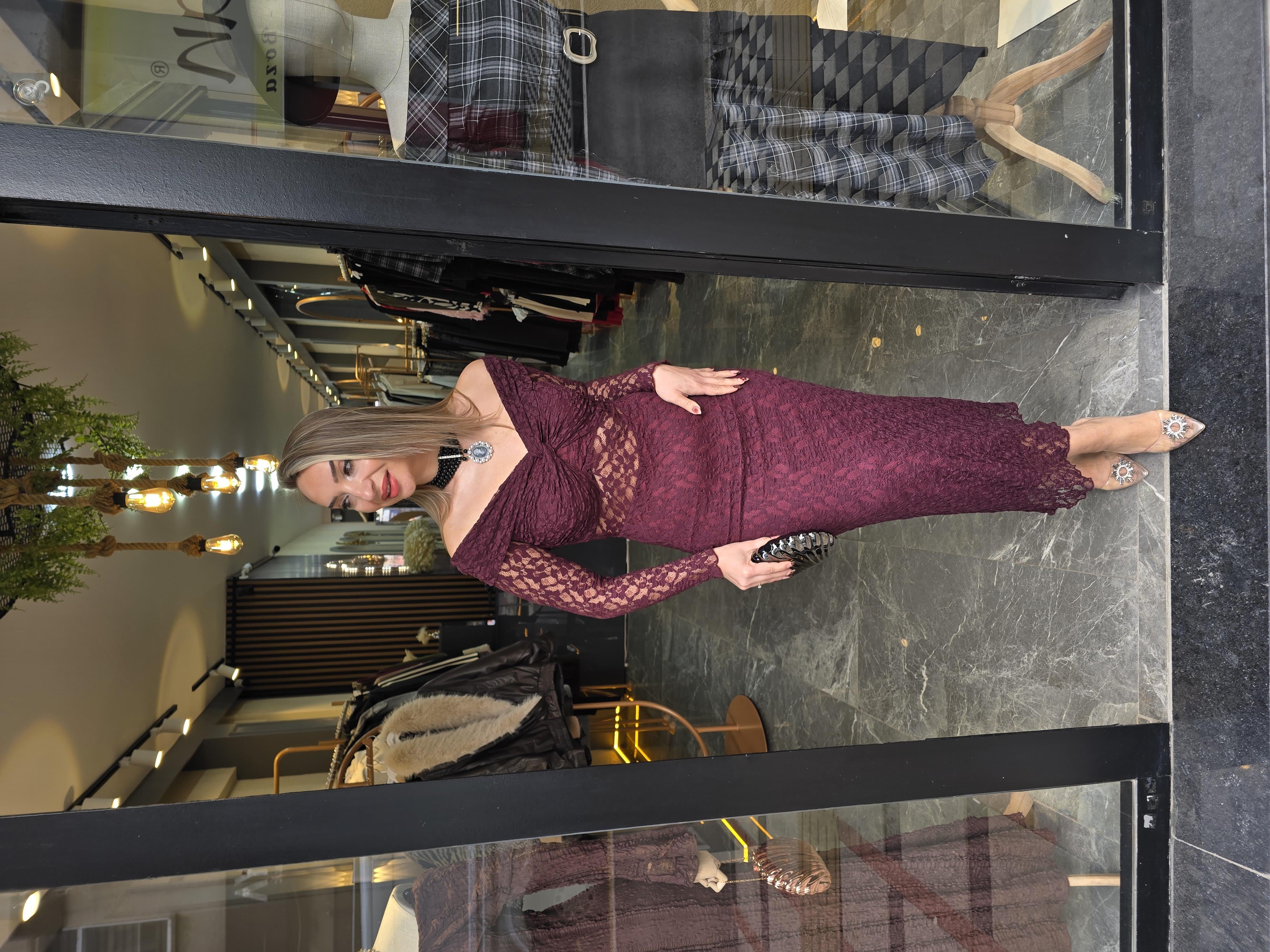 BORDO DANTEL MADONNA ELBİSE