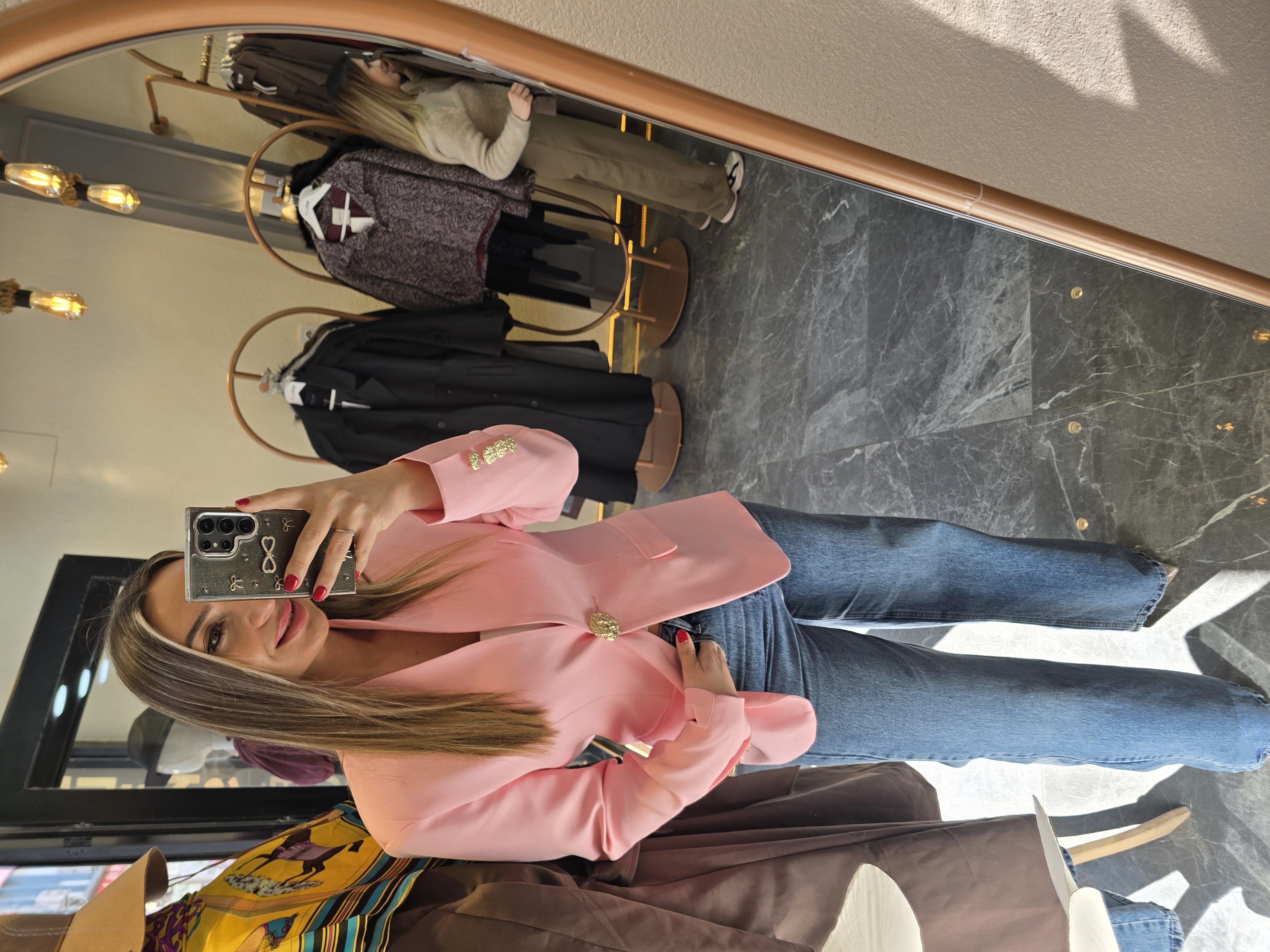 PEMBE GOLD DETAYLI CEKET 