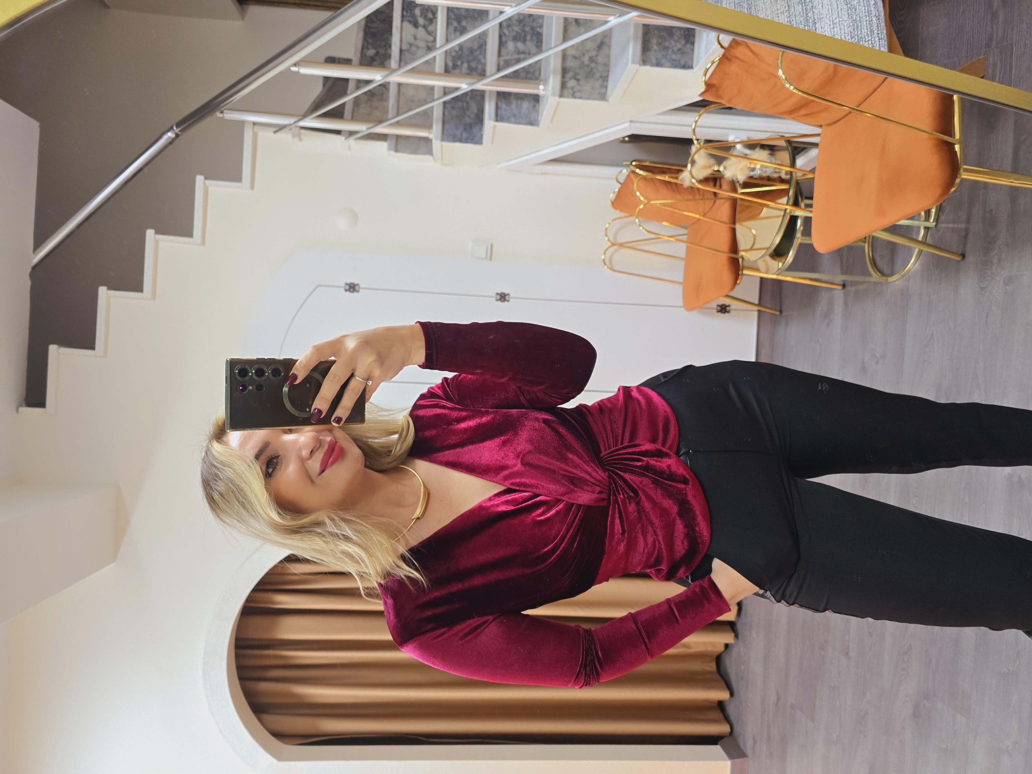 BORDO ASİMETRİK BLUZ