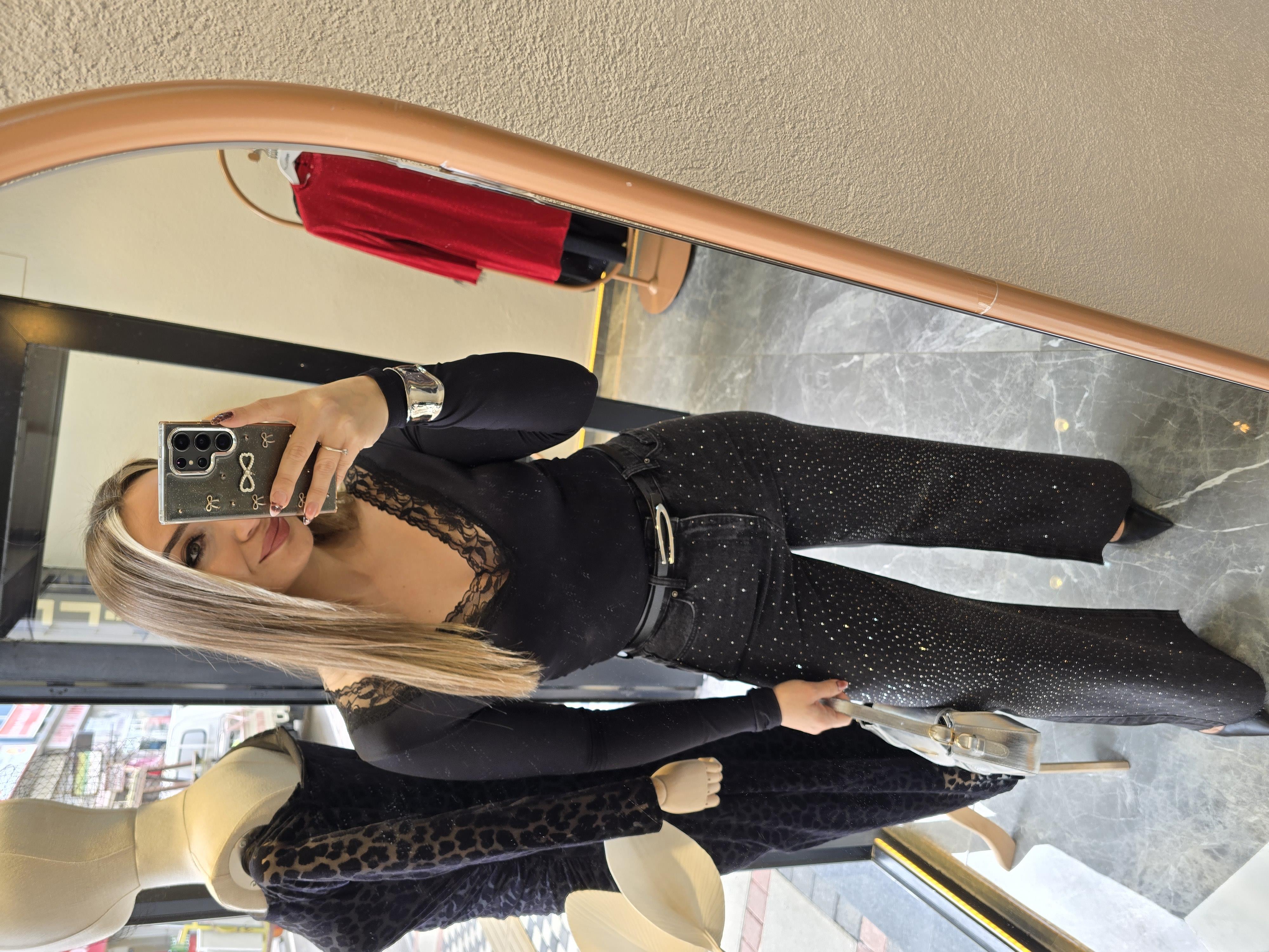 dantel detaylı siyah body suit 