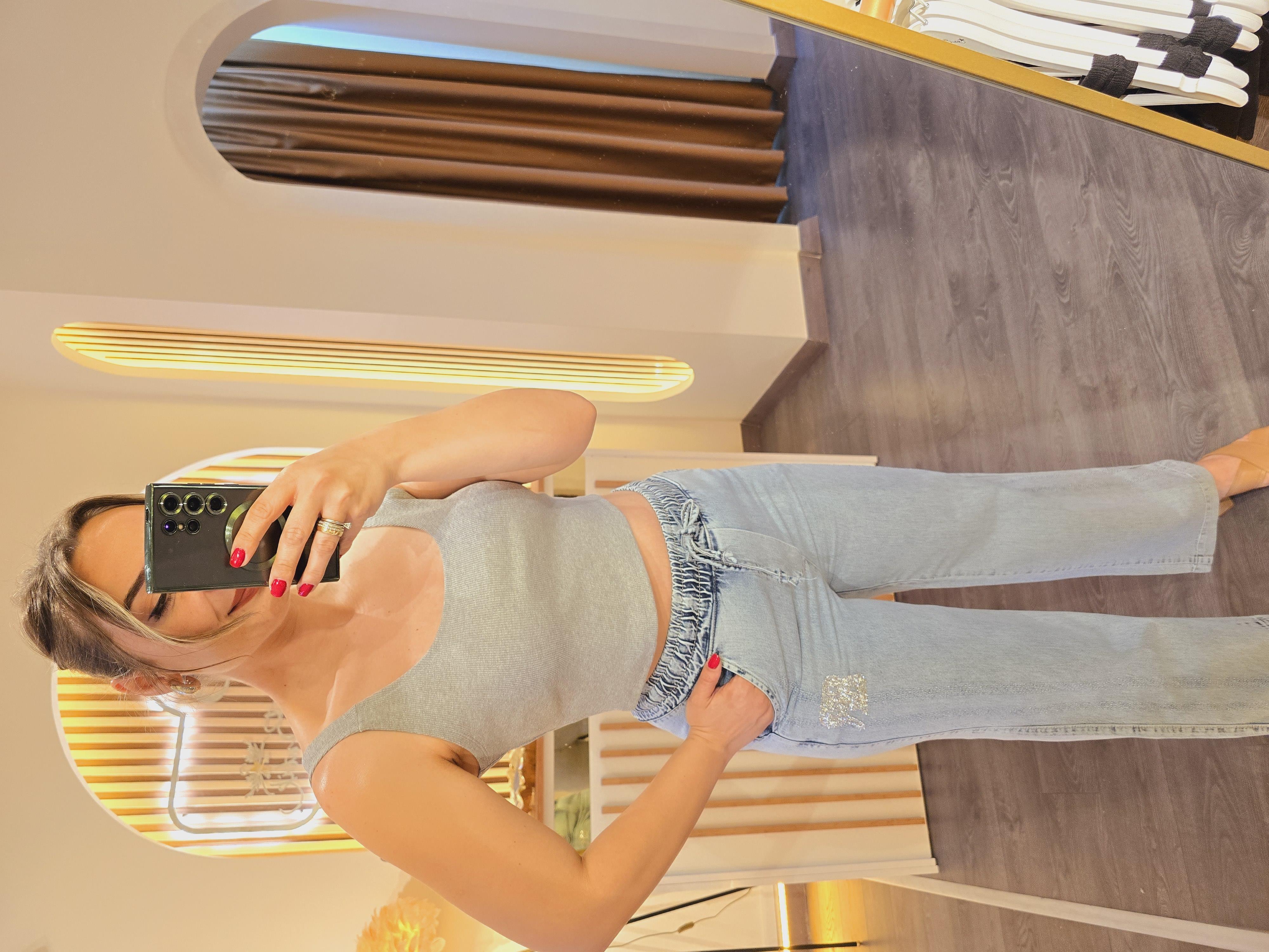 GRİ BİSİKLET YAKA KALIN ASKILI CROP