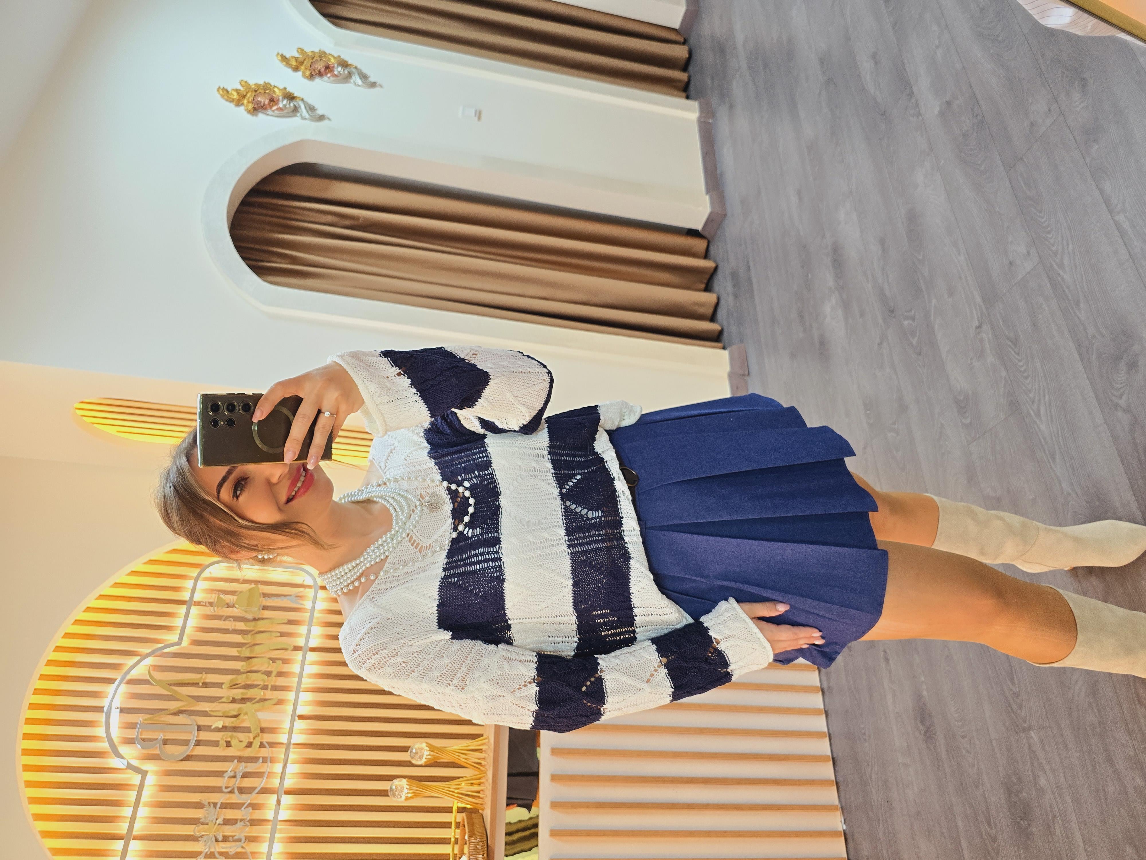 LACİVERT ÇİZGİLİ MERSERİZE