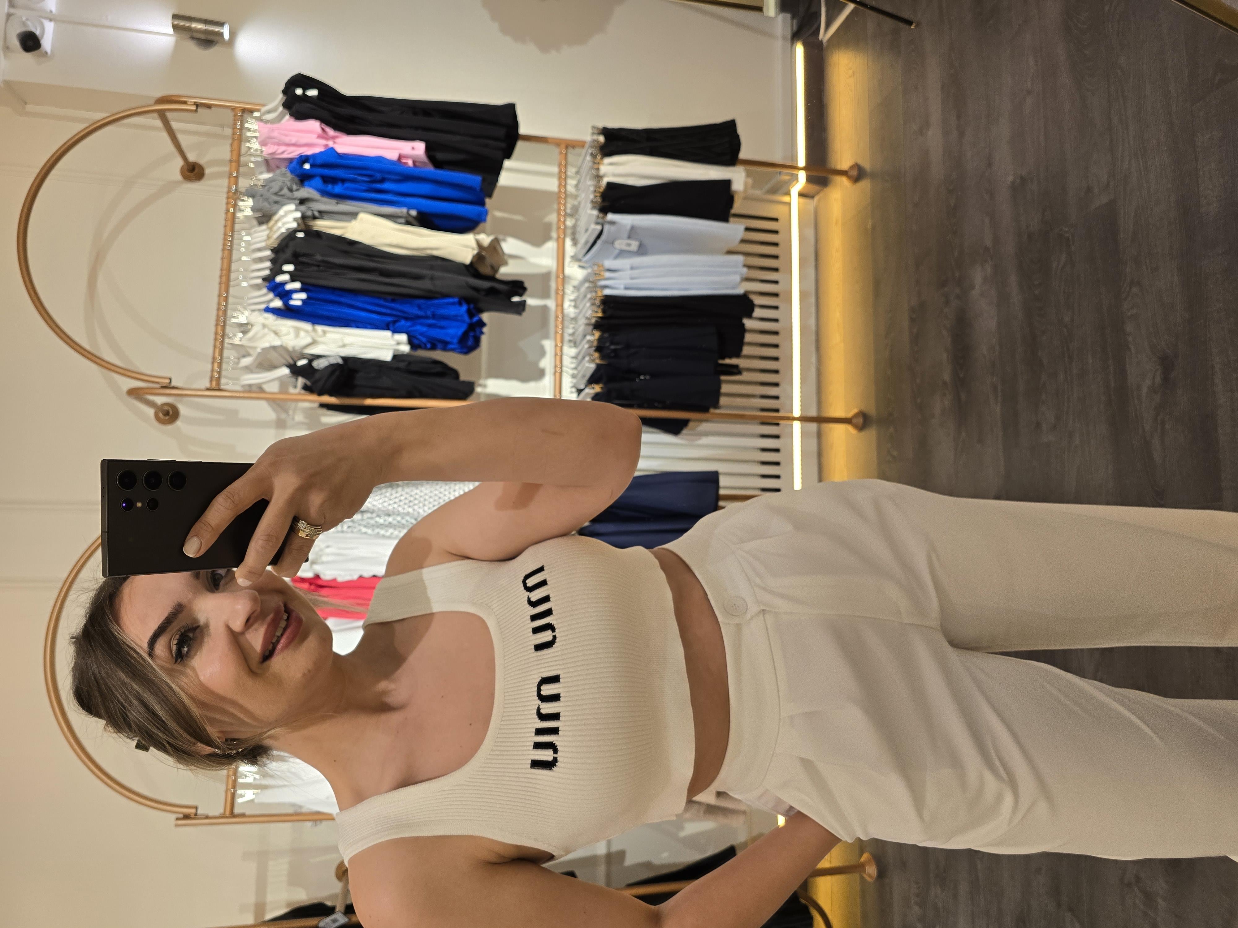 MIU MIU YAZILI İNCE TRİKO CROP 