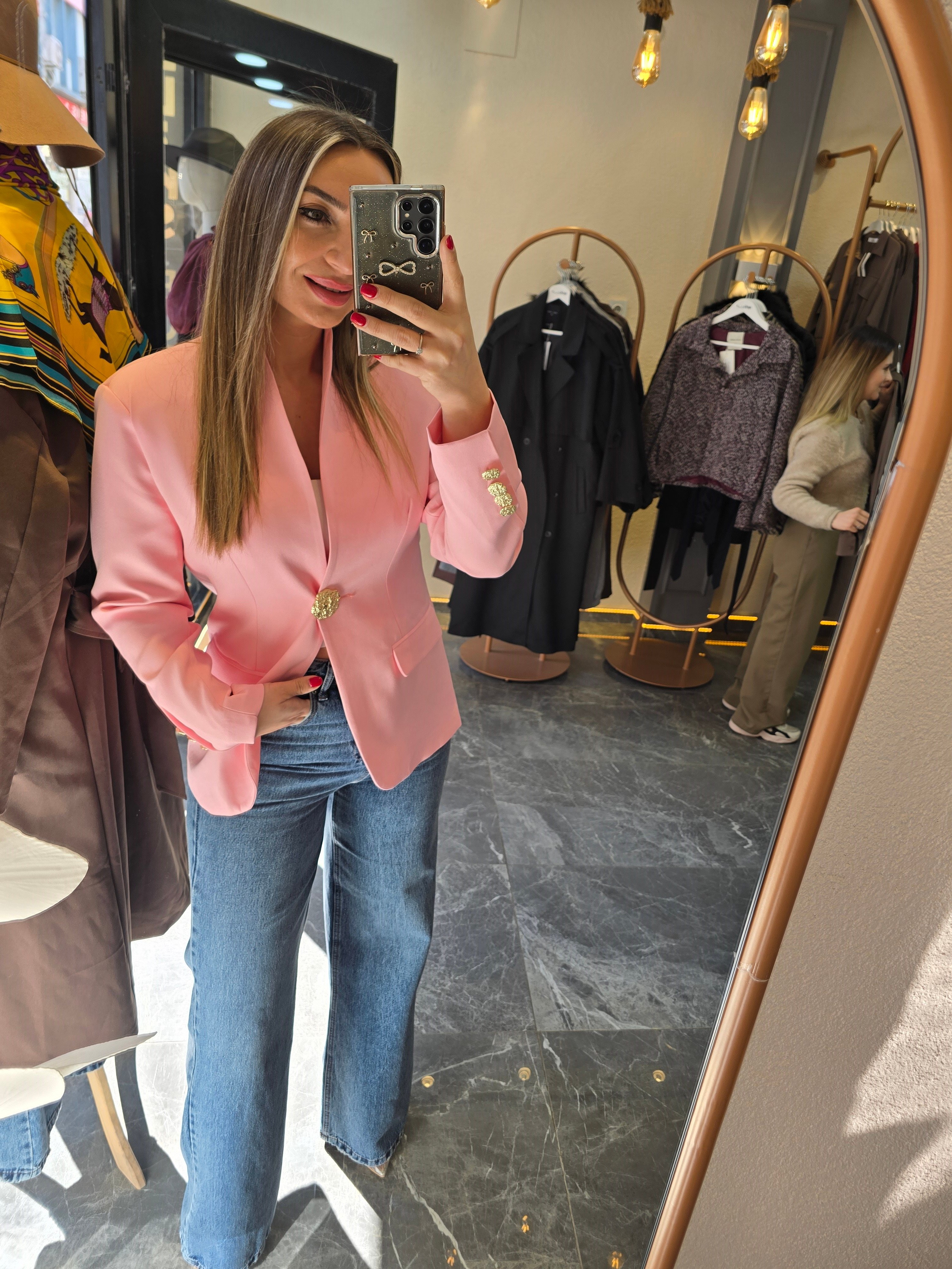 PEMBE GOLD DETAYLI CEKET 