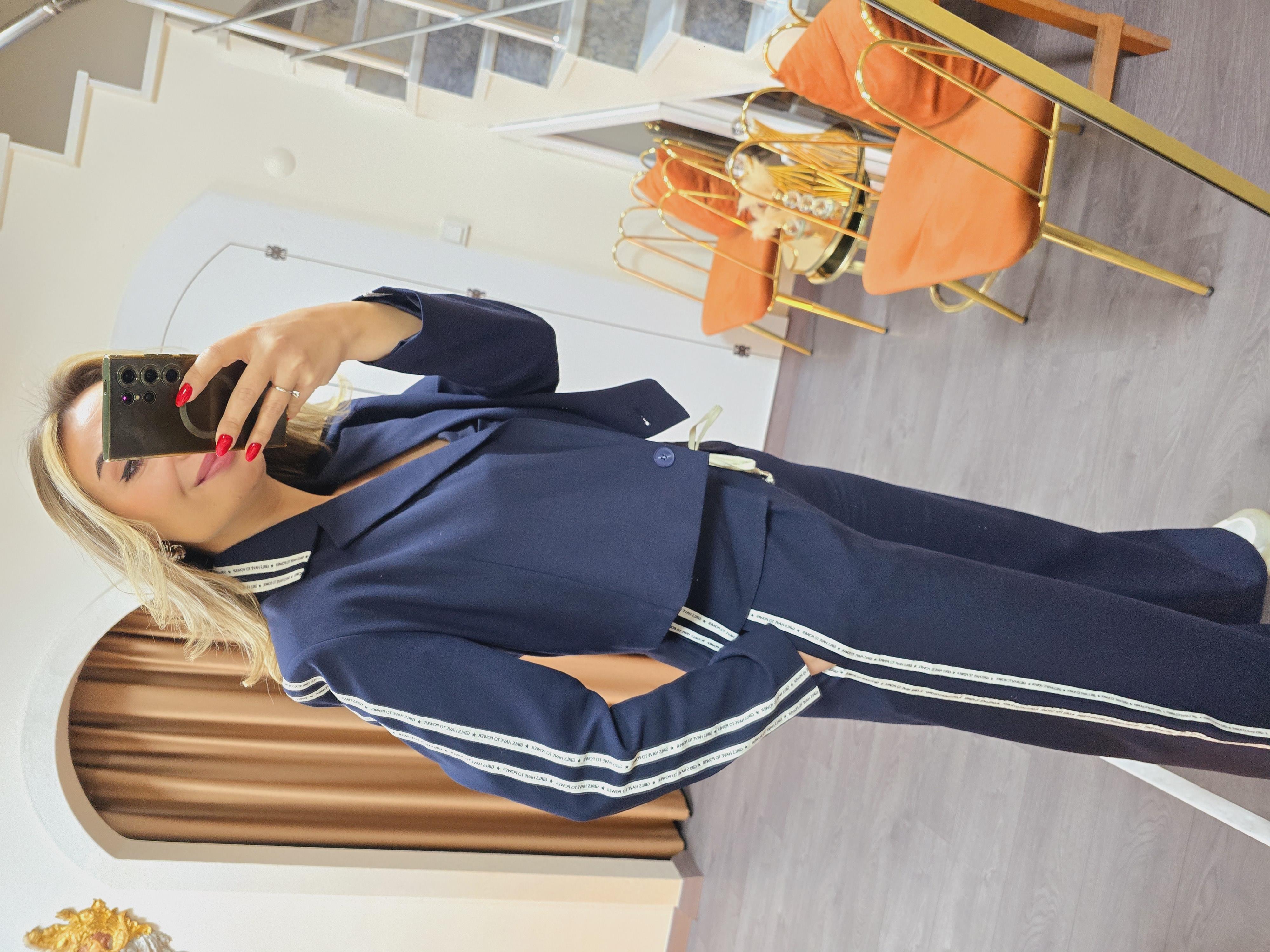 PREMİUM KALİTE ŞERİT DETAYLI BLAZER CEKET