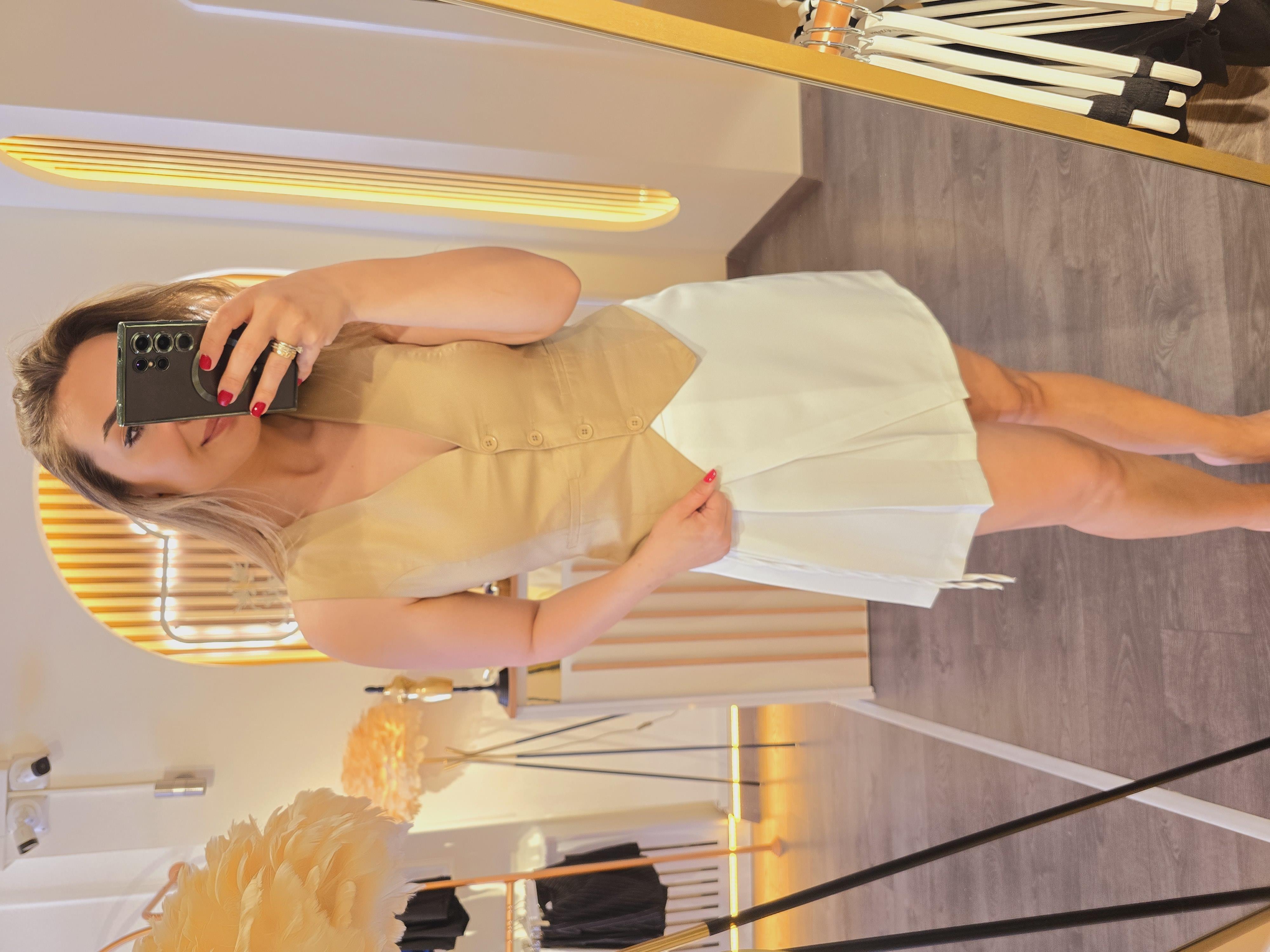 ZARA MODEL PİLİ DETAYLI KREM RENK ŞIK ETEK