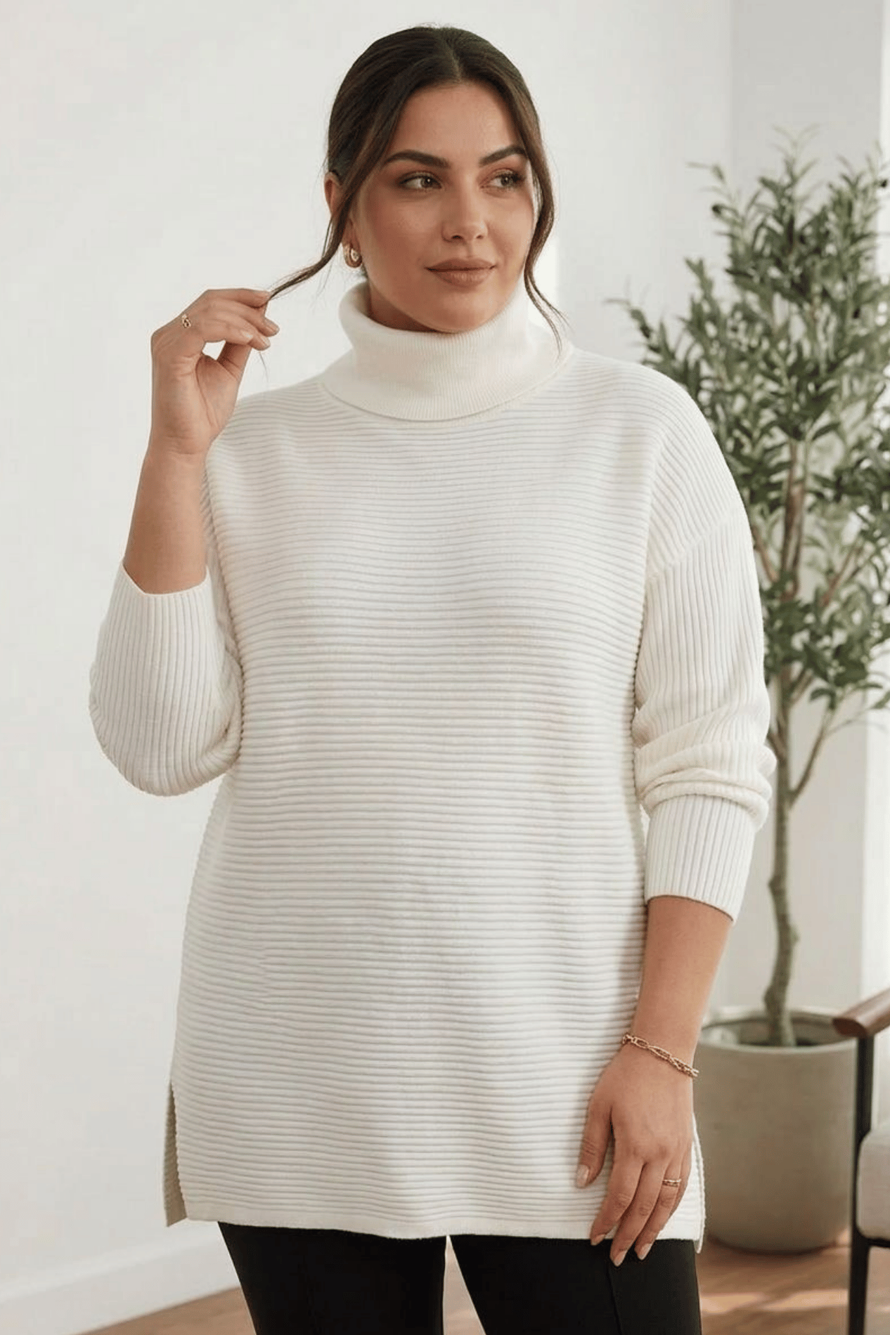 Balıkçı Yaka Oversize Triko Kazak