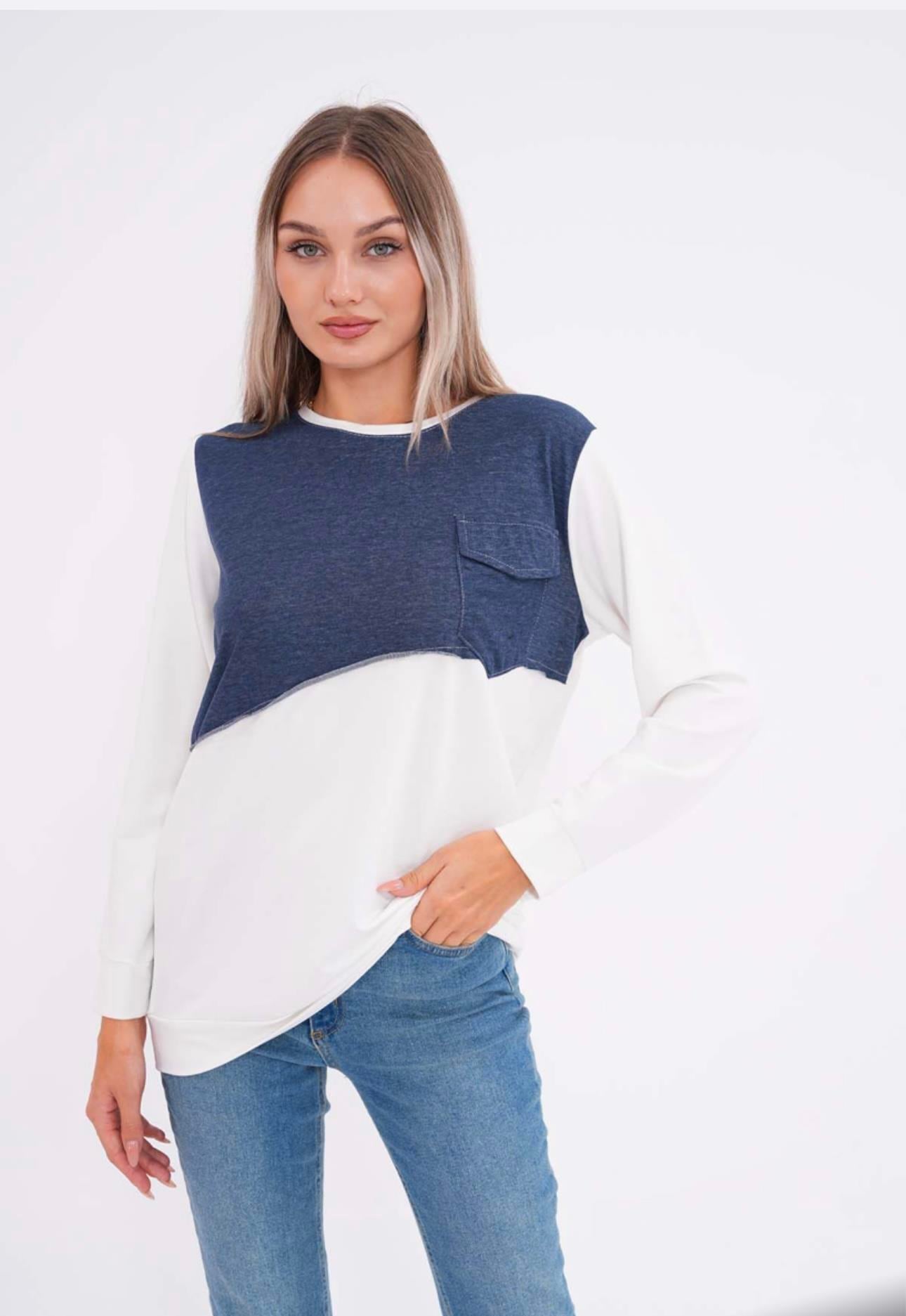 İKİ RENKLİ SWEAT-BEYAZ