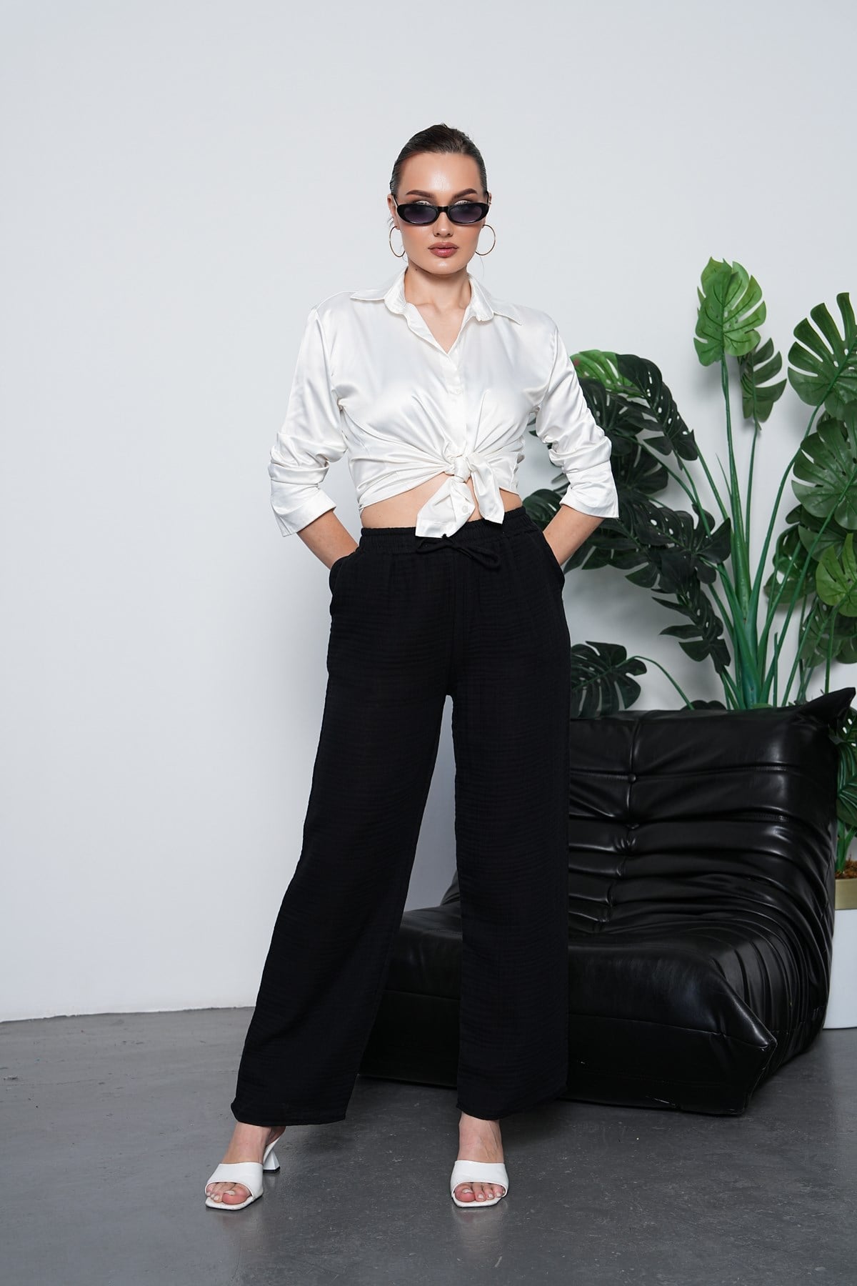 Müslim Organik Kumaş  Pantalon-Siyah