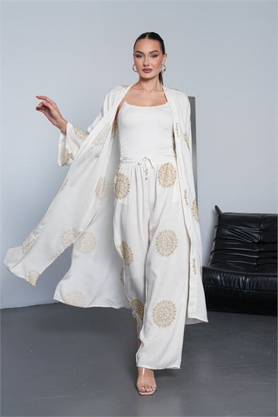 Gold Nakışlı İkili Kimono Takım